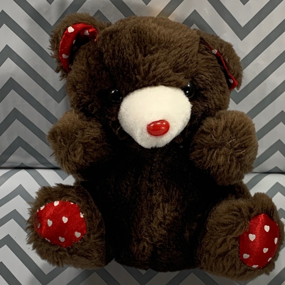 🟣2/$25 Vintage Plush Teddy Bear w/ Satin Trim 7”